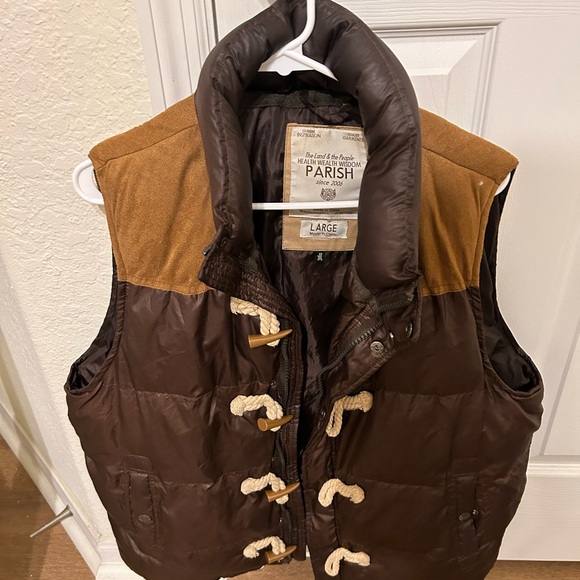Puffy Vest Brown Large Parish Nation Vest men’s - Picture 2 of 9